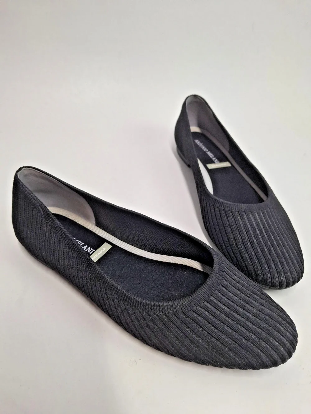 Antonio Melani Women’s Washable Ballet Flats Size 8 Black Ribbed Knit Almond Toe